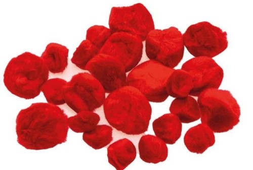 Pompony puszyste czerwone 24szt, Brewis