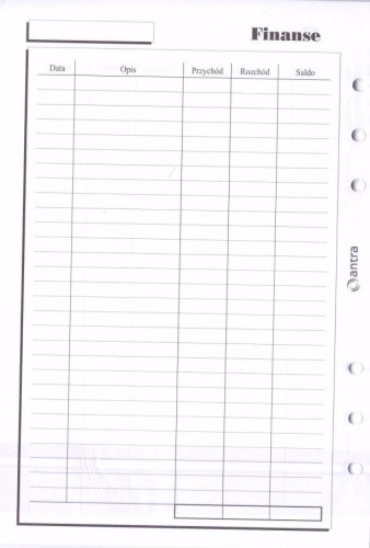 Wkład do organizera A5 Finanse, Antra