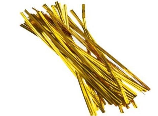 Druciki w plastiku złote 18cm 50szt, Brewis