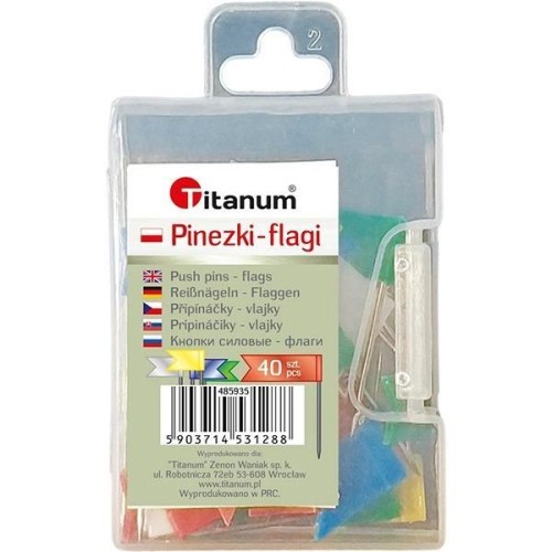 Pinezki flagi 40szt, Titanum