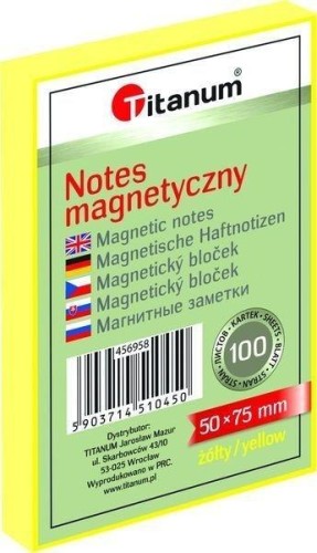 Notes elektorstatyczny 50x75mm 100K żółty, Titanum