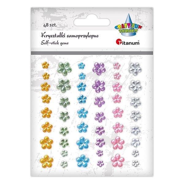 Kryształki samoprzylepne kwiaty 48szt, Titanum