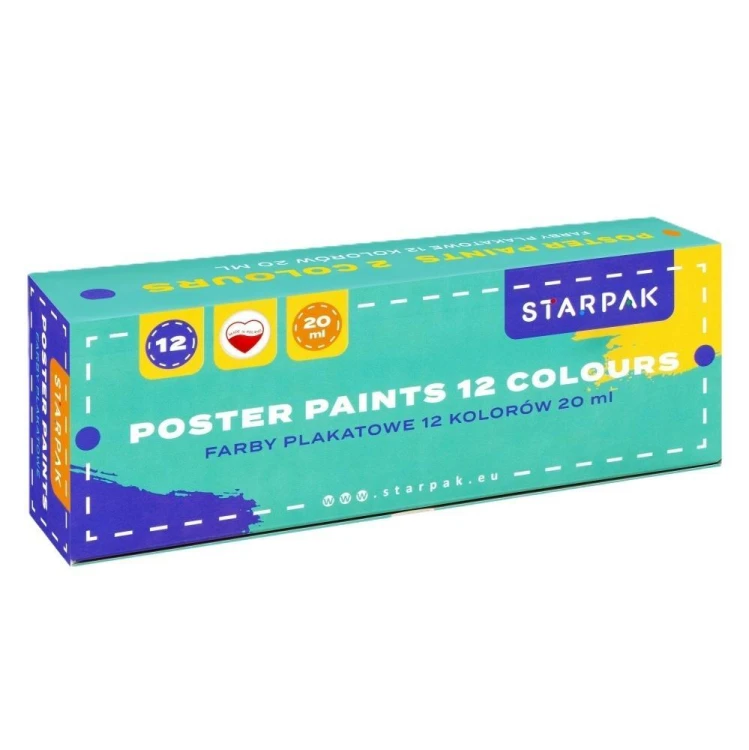 Farby plakatowe 20ml School2 12 kolorów, STARPAK