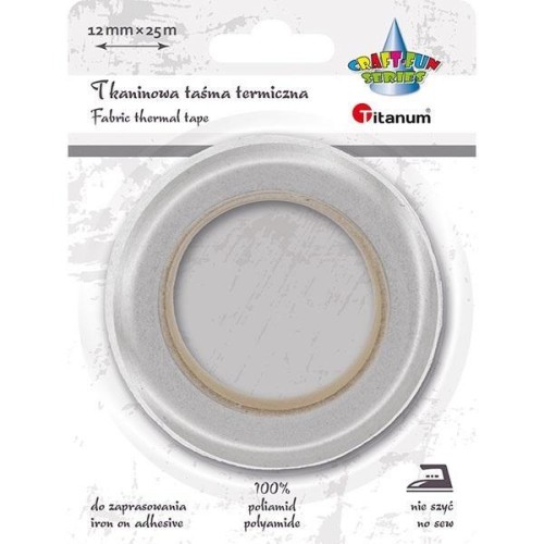 Taśma termiczna tkaninowa 12mm 25m biała, Titanum