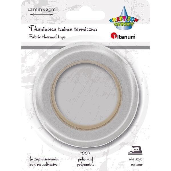 Taśma termiczna tkaninowa 12mm 25m biała, Titanum