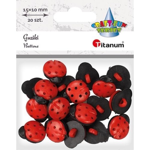 Guziki plastikowe biedronki 13x15mm 20szt, Titanum