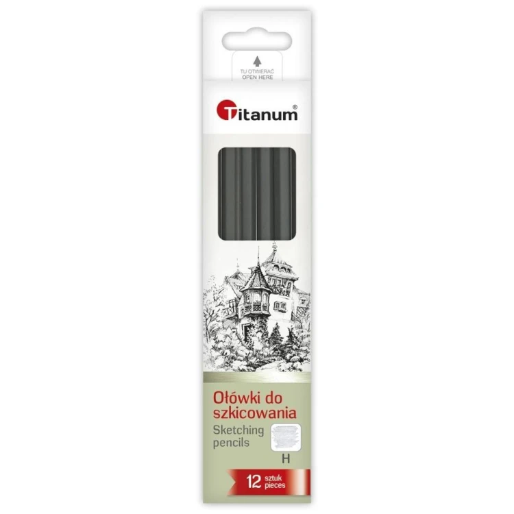 Ołówki do szkicowania H 12szt, Titanum