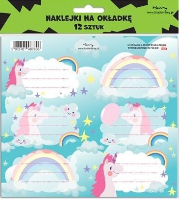 Naklejki na zeszyty - Jednorożec (12szt), Henry