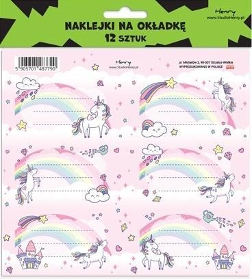 Naklejki na zeszyty - Unicorn Tęcza (12szt), Henry