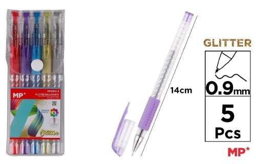 Długopis brokatowy 0.9mm 5 kolorów, MP Main Paper