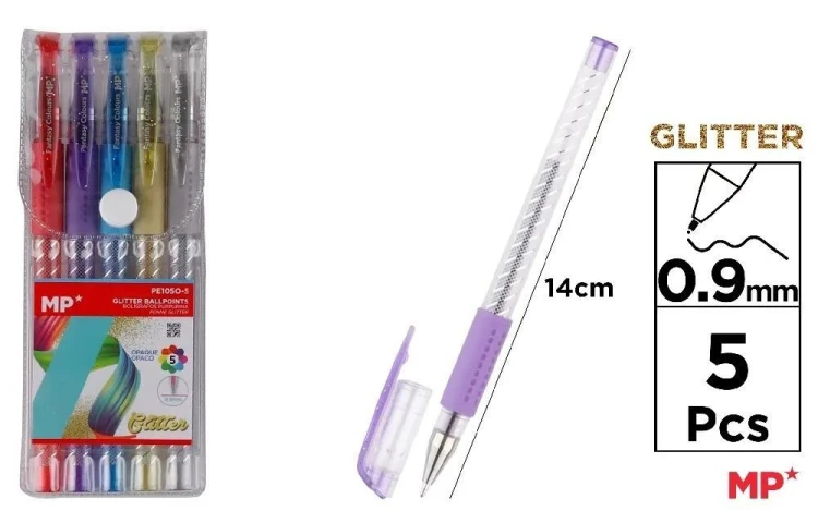 Długopis brokatowy 0.9mm 5 kolorów, MP Main Paper