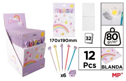 Notes z kredkami i gumkami Unicorn, MP Main Paper