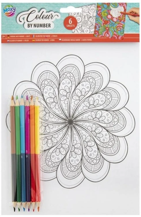 Kolorowanie po numerach + kredki Mandala, Grafix