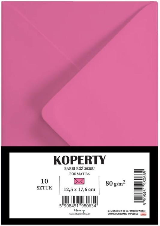 Koperty B6 Barbi róż 10szt, Henry