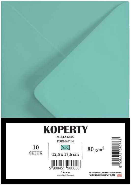 Koperty B6 miętowe 10szt, Henry