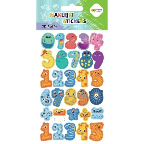 Naklejki 3D Puffy Numbers 10x20cm HAPPY COLOR, GDD