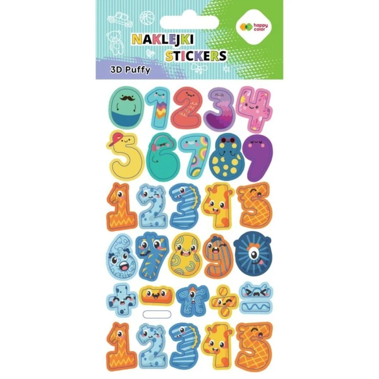 Naklejki 3D Puffy Numbers 10x20cm HAPPY COLOR, GDD