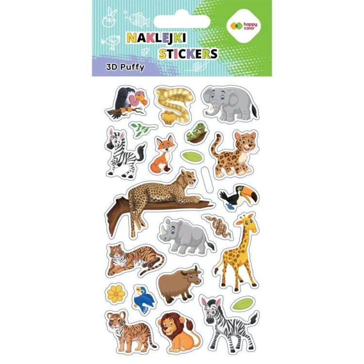 Naklejki 3D Puffy Wildlife 10x20cm HAPPY COLOR
