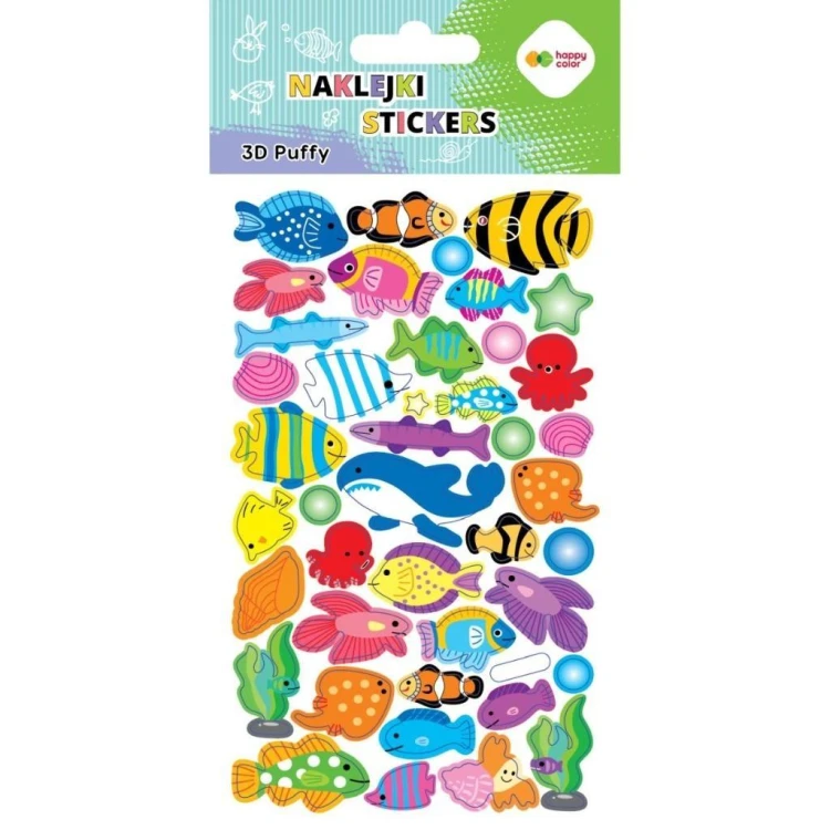 Naklejki 3D Puffy Fishes 10x20cm HAPPY COLOR, GDD