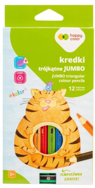 Kredki drewniane jumbo 12 kol + temperówka, GDD
