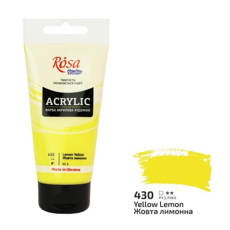 Farba akrylowa lemon yellow 430 75ml, Rosa