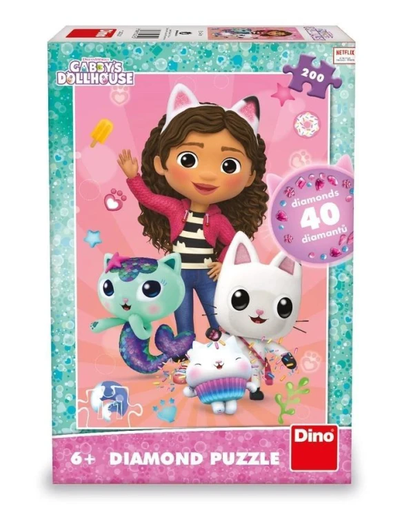 Puzzle 200 z diamencikami, Koci Domek Gabi