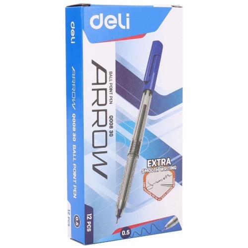 Pióro kulkowe Arrow 0,5mm niebieskie (12szt), DELI