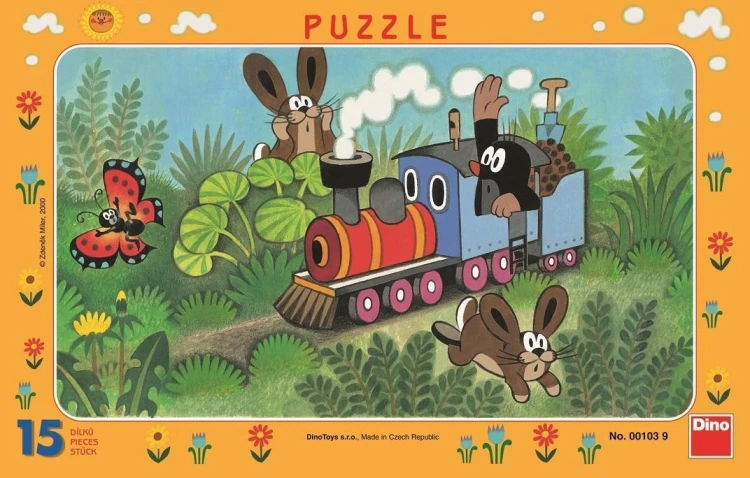 Puzzle 15 Ramkowe Krecik i ciuchcia DINO
