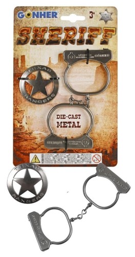 Kajdanki + metalowa odznaka szeryfa, Gonher