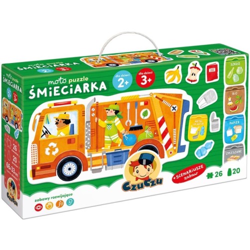 Moto puzzle Śmieciarka 2+, 3+, Bright Junior Media