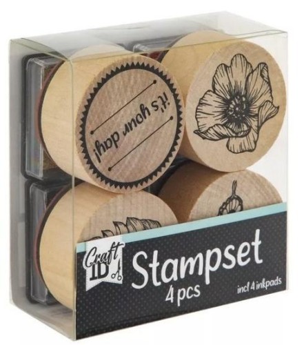 Drewniany zestaw stempli 4szt blue, Grafix