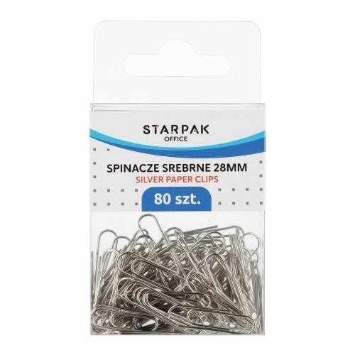 Spinacz metalowy srebrny 80szt, STARPAK