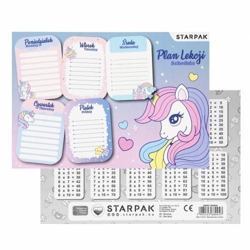 Plan lekcji z tabliczką mnożenia Unicorn (25szt)