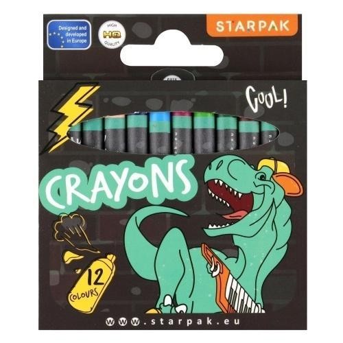 Kredki woskowe 12 kolorów Skate Dino, STARPAK