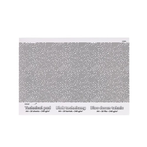 Blok techniczny A4/10K 240g Labirynt, Strigo