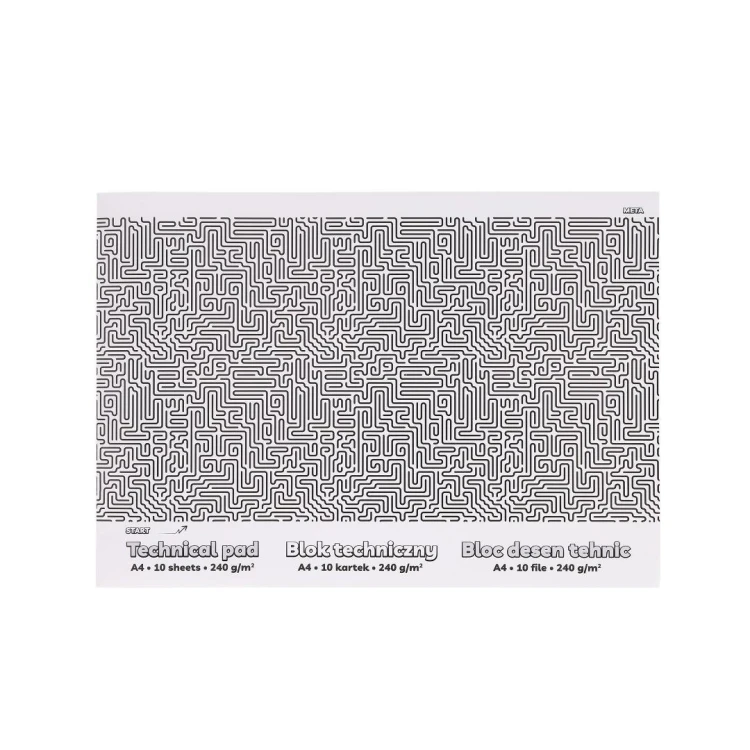 Blok techniczny A4/10K 240g Labirynt, Strigo