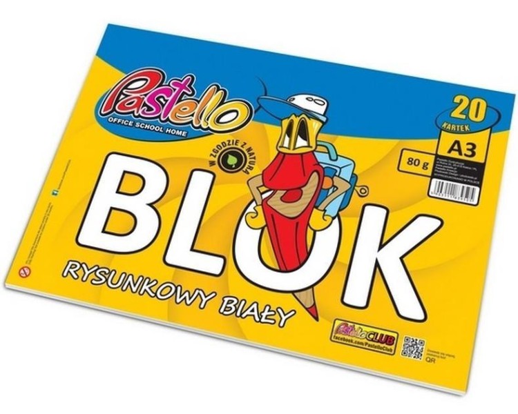 Blok rysunkowy A3 80g 20 kartek, Alfa Pastello