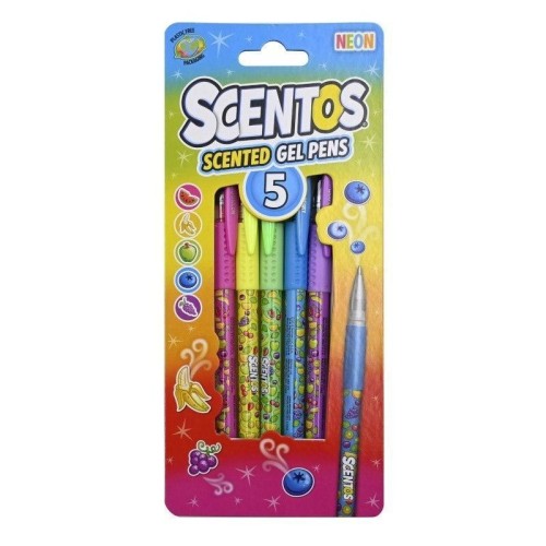 Długopisy pachnące żelowe neon 5szt, Scentos