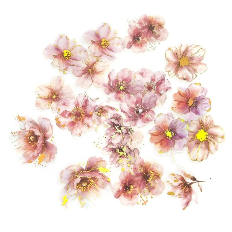 Naklejki PET kwiaty pink blush 20szt, Dalprint