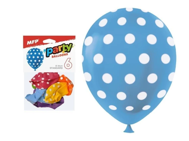Balon dmuchany kropki 30cm 6szt