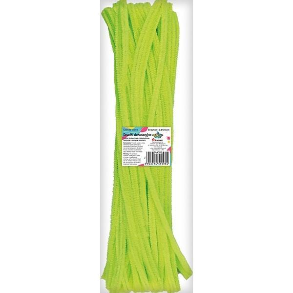 Druciki dekoracyjne 0,6x30cm fluo kanarkowe 50szt