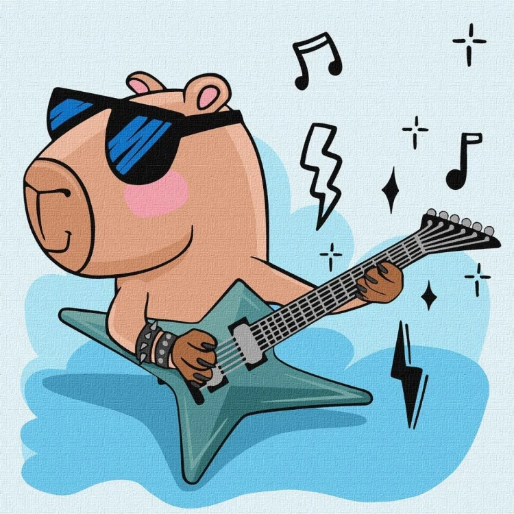 Malowanie po numerach - Kapibara gwiazda rocka