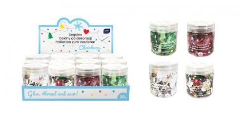 Cekiny do dekoracji 30g Christmas (12szt)