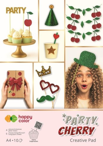 Blok A4 holographic+brokat 10ark Party Cherry, GDD