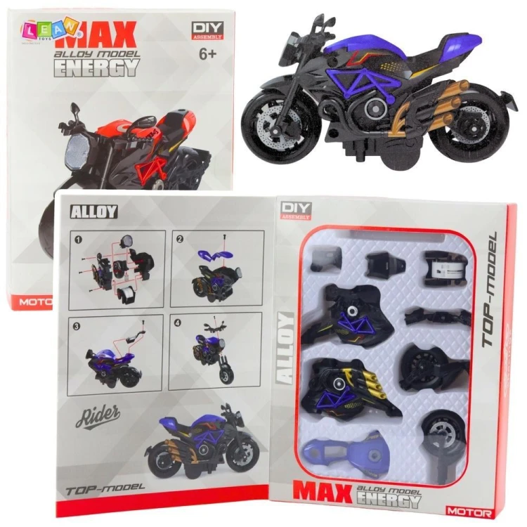 Motocykl do skręcania metalowy 1:14, Leantoys