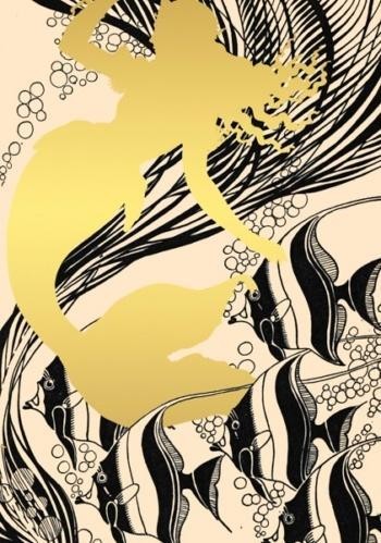 Karnet B6 brokat z kopertą Syrena i ryby