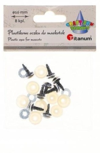 Oczy do maskotek plastikowe 10mm z mocowaniem 8szt