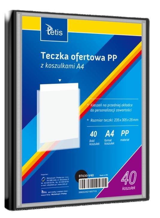 Teczka ofertowa A4 PP + 40 koszulek czarna, Tetis