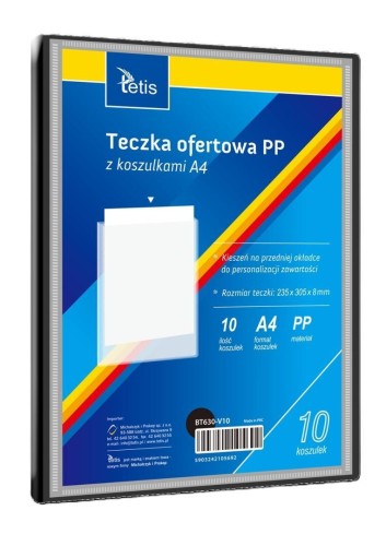 Teczka ofertowa A4 PP + 10 koszulek czarna, Tetis