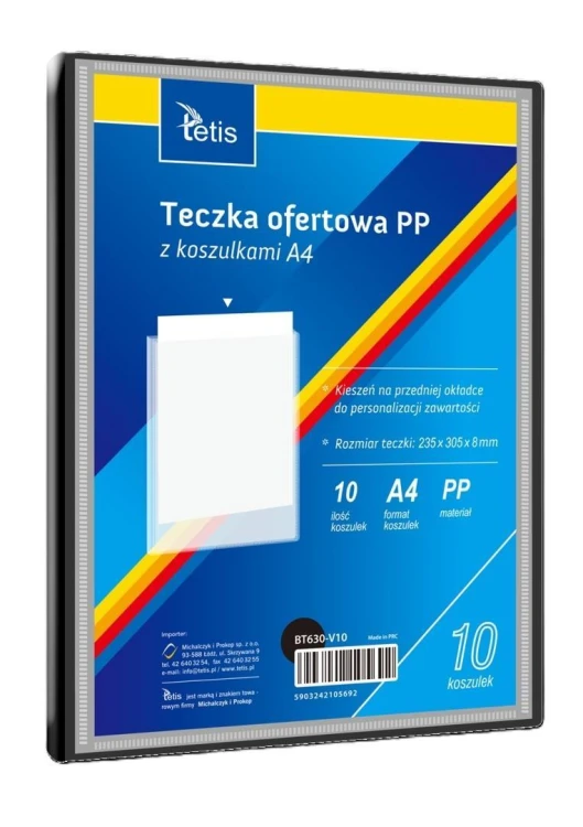 Teczka ofertowa A4 PP + 10 koszulek czarna, Tetis